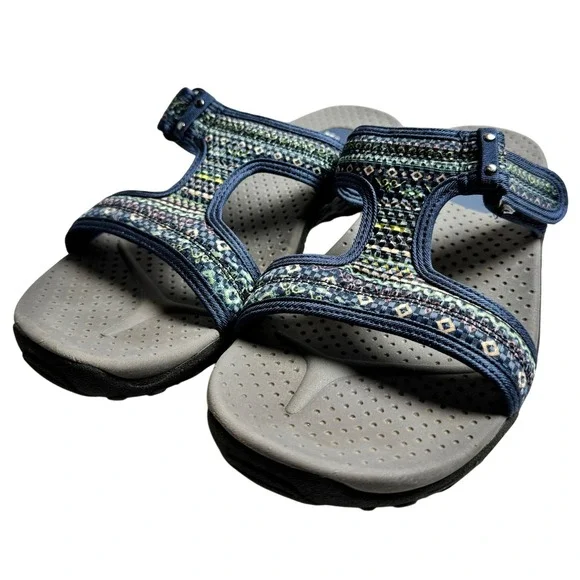 Skechers Slides Reggae Outdoor Lifestyle Womens 8 Navy Blue Slip On Sandals - Picture 9 of 9